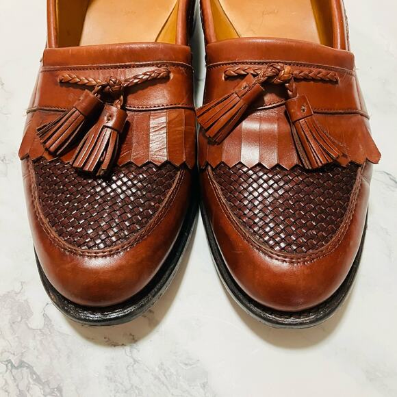 Allen Edmonds Cody Loafers Mens 11B Narrow Kiltie Tassel Weave Chili Leather - Picture 3 of 9
